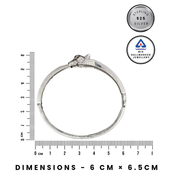 92.5 Sterling Silver Panther Head Iced-Out Statement Bangle