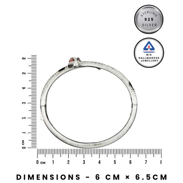 92.5 Sterling Silver Iced-Out Snake Statement Bangle