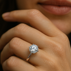 Silver Round Brilliant Diamond Cut Zirconia Solitaire Ring