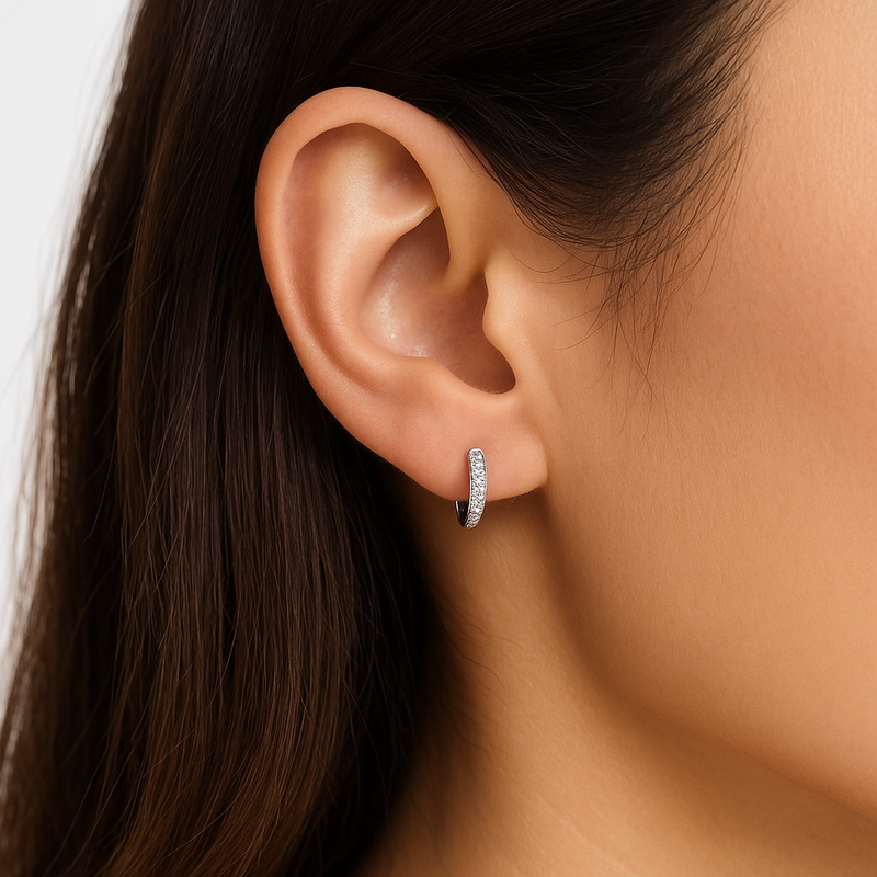 Silver CZ Stone With Square solitaire Earring