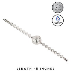 92.5 Sterling Silver Floral Halo Tennis Watch