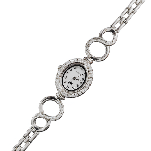 92.5 Sterling Silver Art Deco Rectangular Tennis Watch