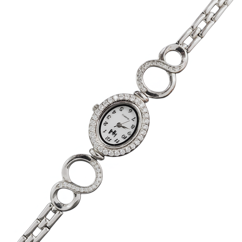 92.5 Sterling Silver Art Deco Rectangular Tennis Watch