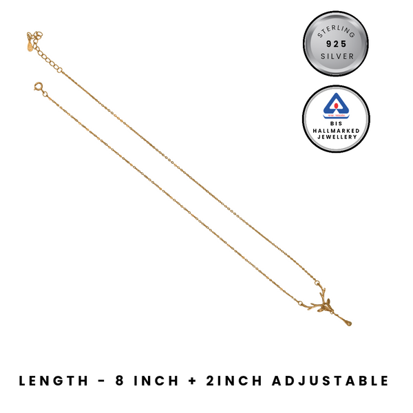 Gold-Plated Reindeer Antler Dainty Drop Necklace