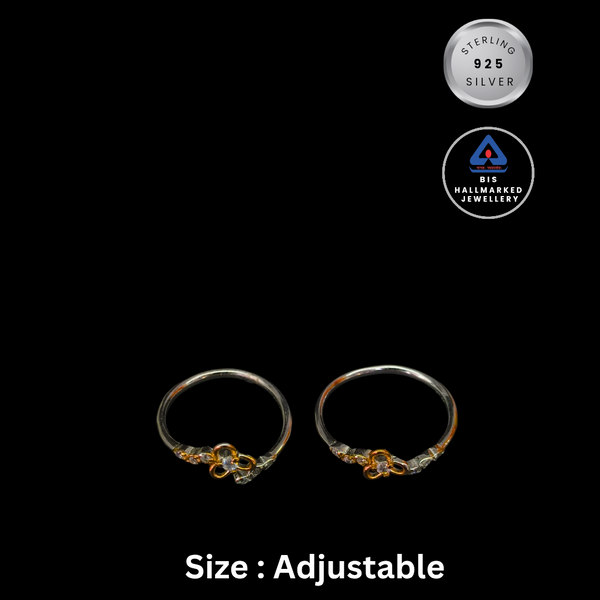 92.5 Sterling Silver Infinite Bloom Dual-Tone Toe Rings