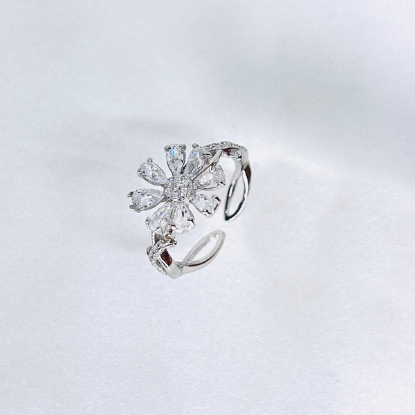 Sterling silver Leaf Flower Ring