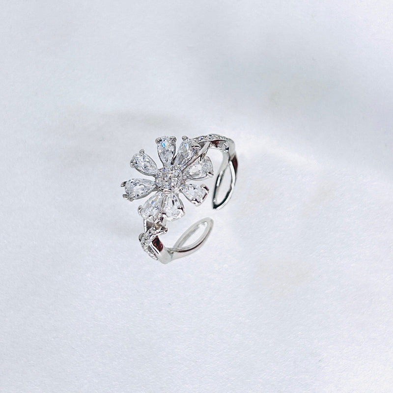 Sterling silver Leaf Flower Ring