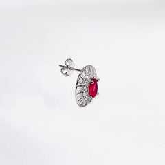 Silver CZ Stone With Ruby Solitaire Top