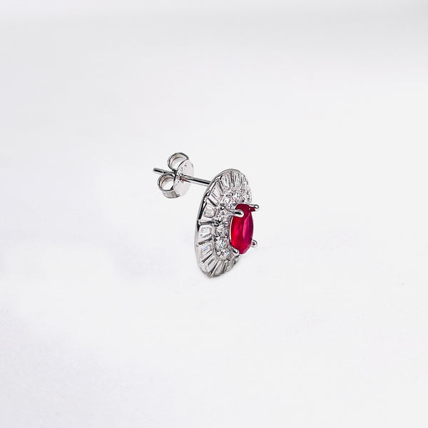 Silver CZ Stone With Ruby Solitaire Top