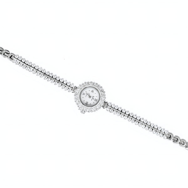 92.5 Sterling Silver Iced-Out Tennis Bracelet Watch