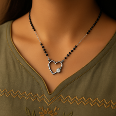 Silver Heartlite Mangalsutra