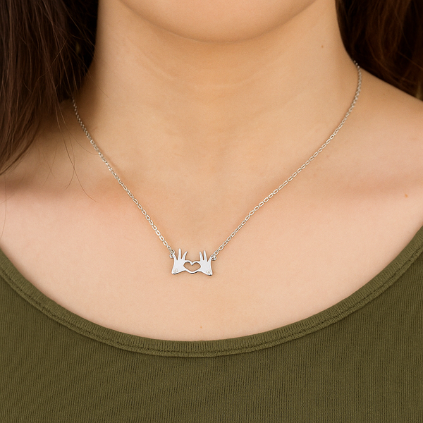 Silver Heartfelt Love Chain Pendant