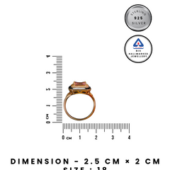 92.5 Rose Gold Art Deco Emerald-Cut Pink Stone & Black Enamel Ring