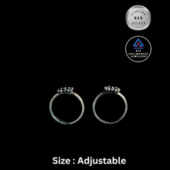 92.5 Sterling Silver Oxidized Beaded Flower Toe Rings (Bichhiya)