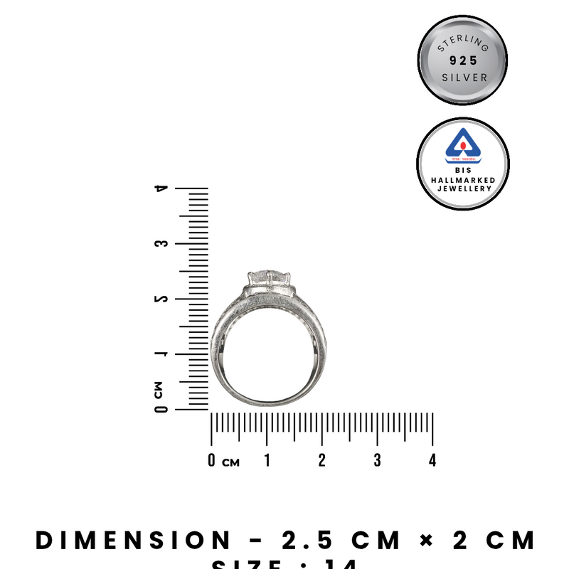 92.5 Sterling Silver Radiant Tiered Halo & Baguette Statement Ring