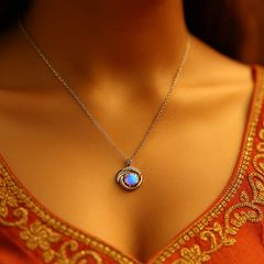 Silver Dolphin & Water Drop Pendant Necklace Chain Pendant