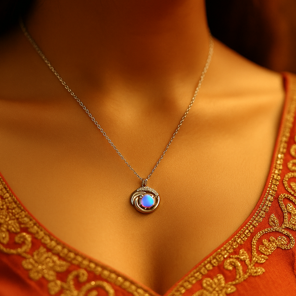 Silver Dolphin & Water Drop Pendant Necklace Chain Pendant