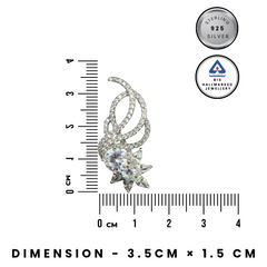 92.5 Sterling Silver Radiant Marquise Floral Wave Earrings