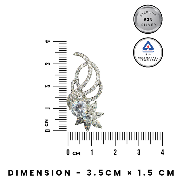 92.5 Sterling Silver Radiant Marquise Floral Wave Earrings