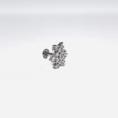 Silver CZ Stone With Flower Shape  top