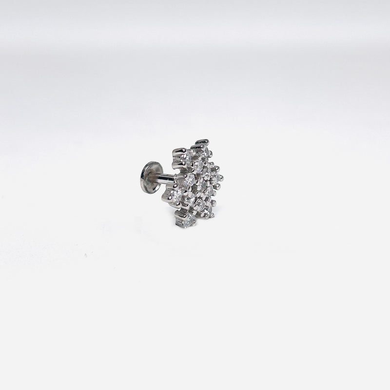 Silver CZ Stone With Flower Shape  top