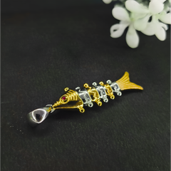92.5 Silver Fish Pendant with Gold Polish