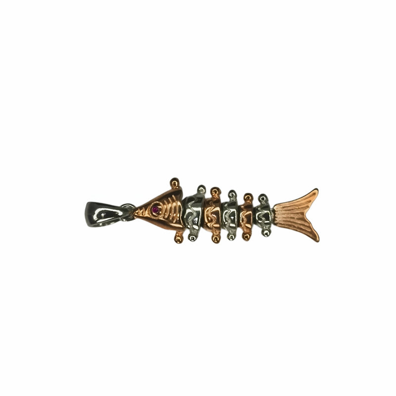 925 Silver Rose Gold Fish Pendant
