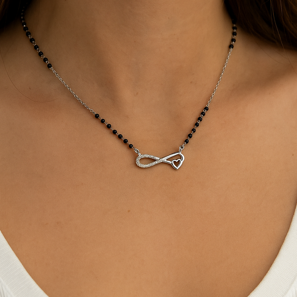 Silver Infinity and heart   Mangalsutra