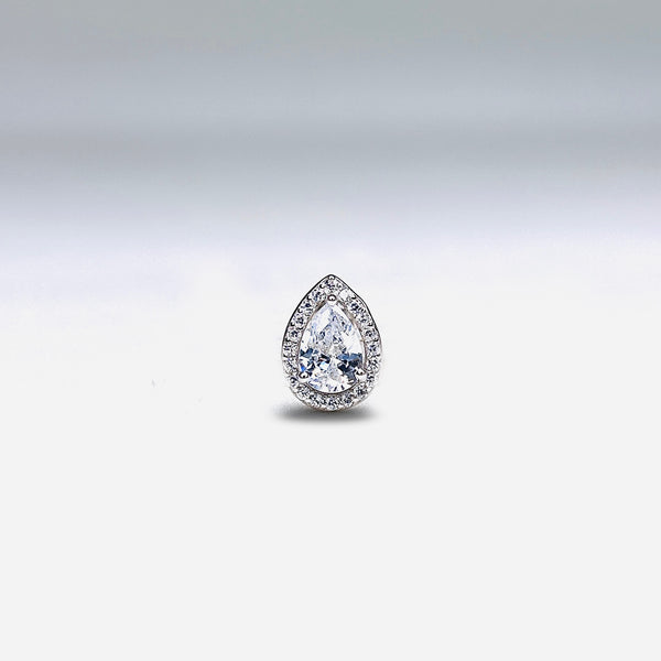 Silver CZ Stone With Pear Solitaire Top