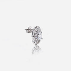 Silver CZ Stone With Round Solitaire Top