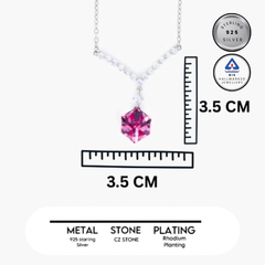 Silver V-Shape CZ Pendant with Red Crystal Minimal Neck