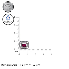 Silver CZ Stone With Ruby Solitaire Top