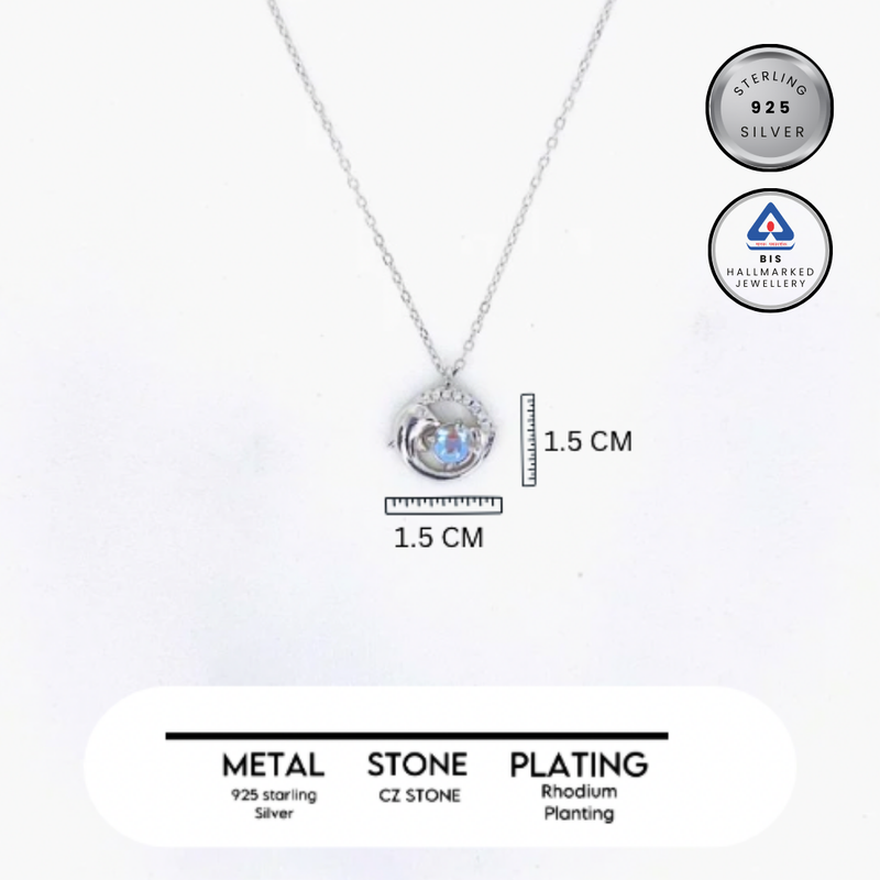 Silver Dolphin & Water Drop Pendant Necklace Chain Pendant