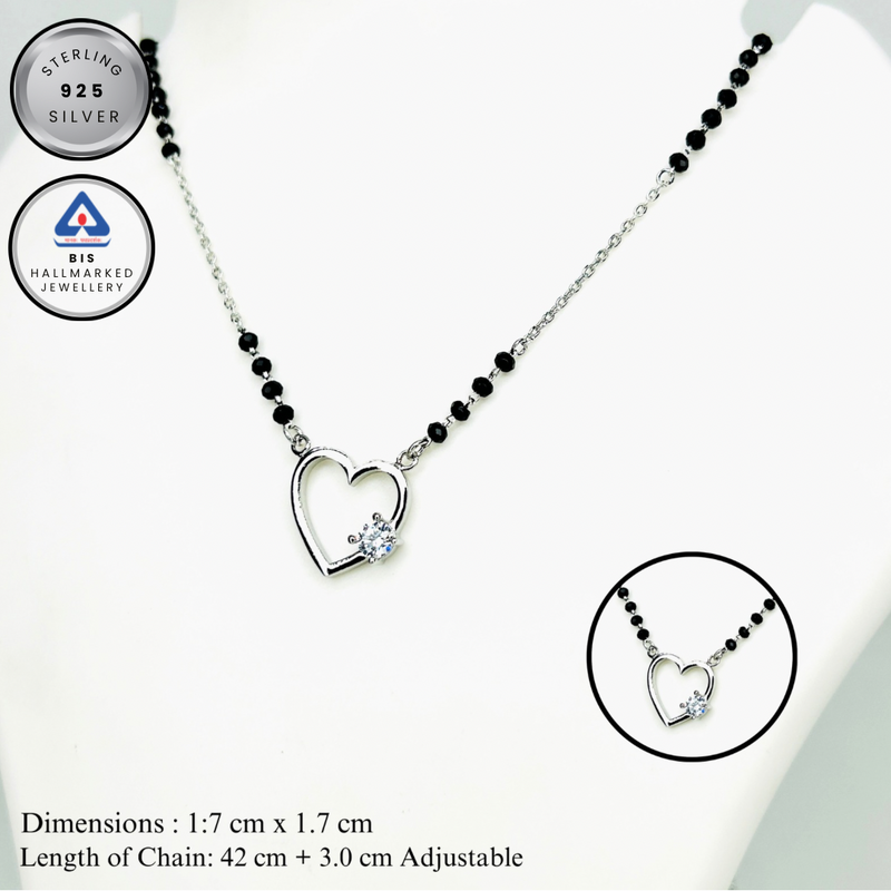 Silver Heartlite Mangalsutra