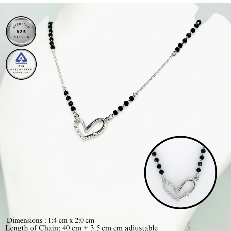 Silver Twilight Heart Mangalsutra