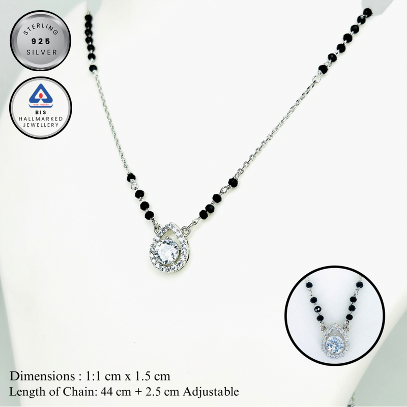 Silver solitaire water drop Mangalsutra
