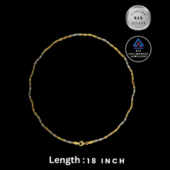92.5 Sterling Silver Tri-Tone Twisted Sparkle Chain