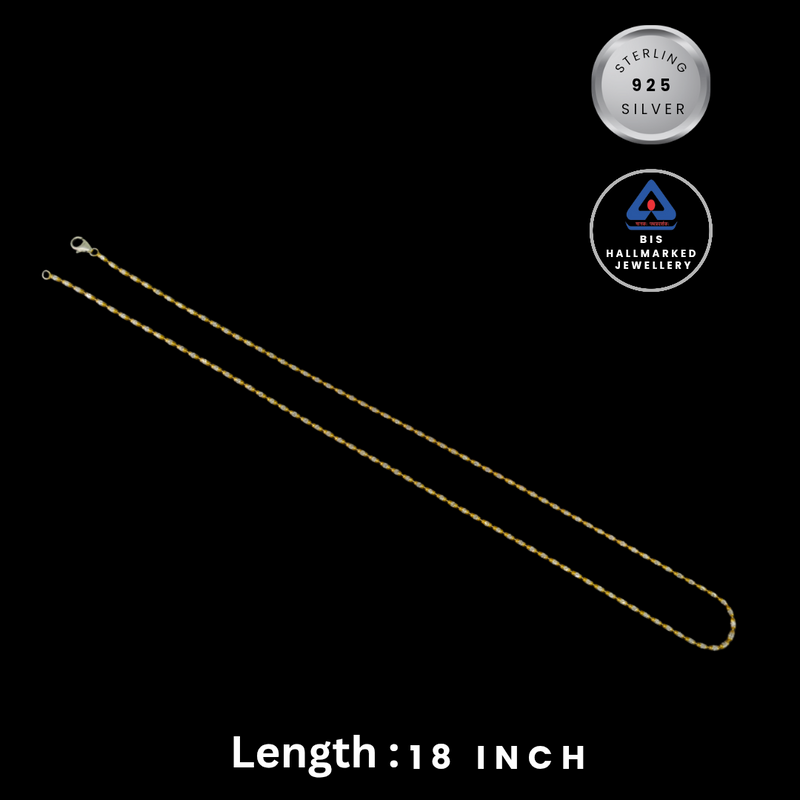 92.5 Sterling Silver Dual-Tone Bead Station Chain