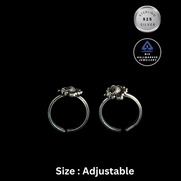 92.5 Sterling Silver Handcrafted Peacock Motif Toe Rings (Bichhiya)