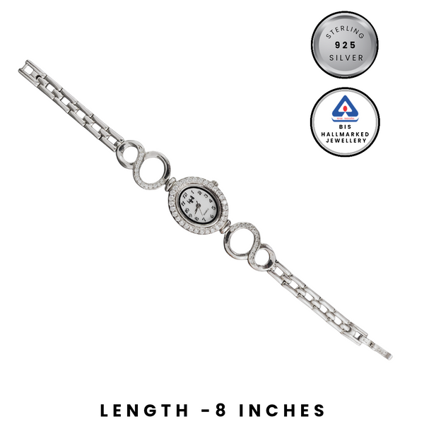 92.5 Sterling Silver Art Deco Rectangular Tennis Watch