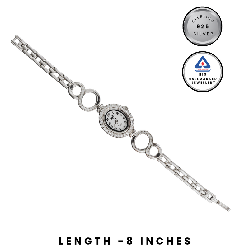 92.5 Sterling Silver Art Deco Rectangular Tennis Watch