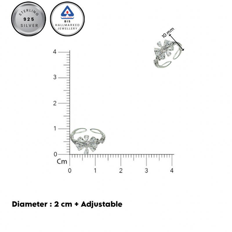 Sterling silver Leaf Flower Ring