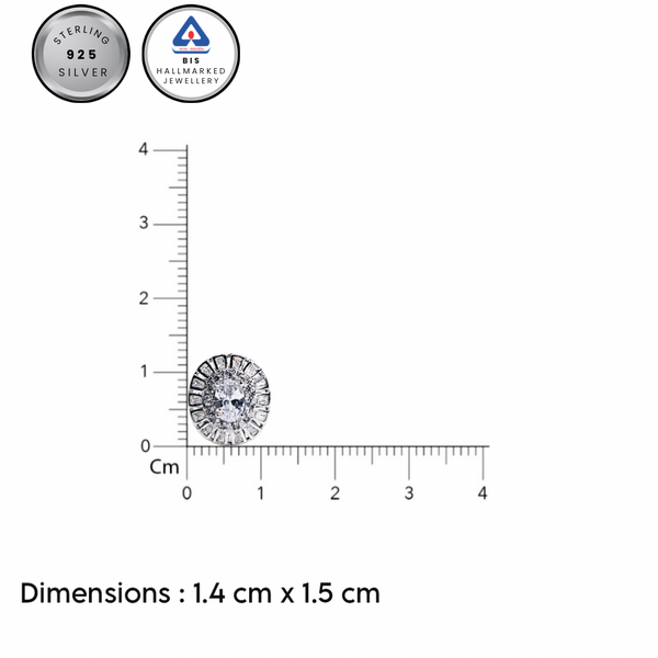 Silver CZ Stone With Round Solitaire Top