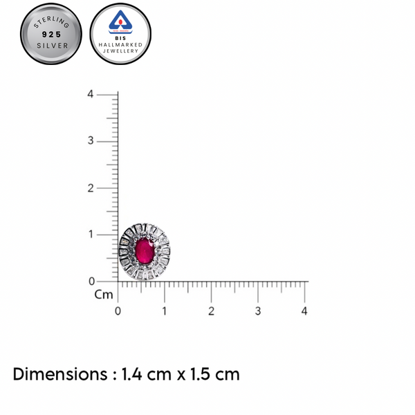 Silver CZ Stone With Ruby Solitaire Top