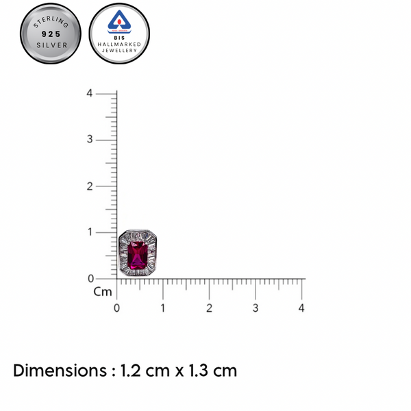 Silver CZ Stone Ruby Solitaire Top
