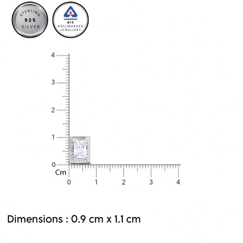 Silver CZ Stone With Square Solitaire Top