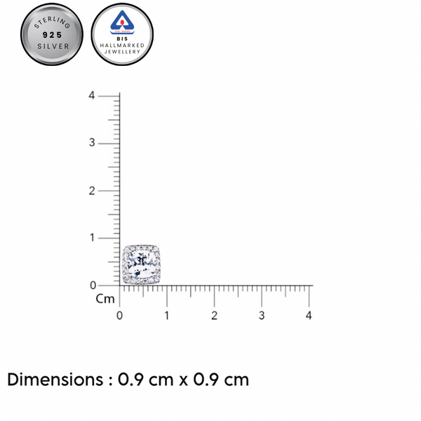 Silver CZ Stone With Square Solitaire Top