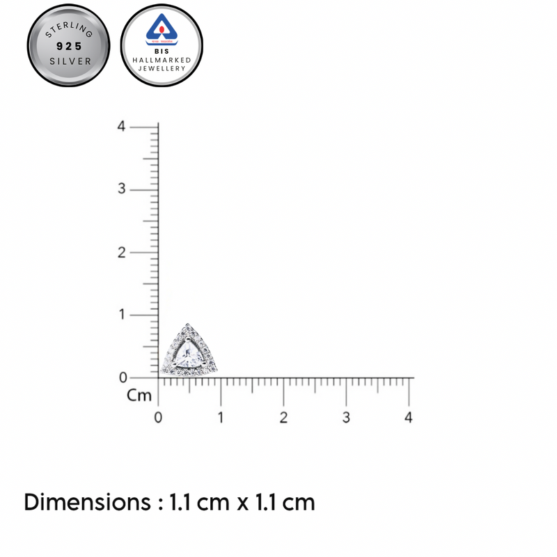 Silver CZ Stone With Triangle  Solitaire Top
