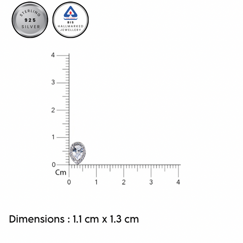 Silver CZ Stone With Pear Solitaire Top