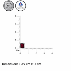 Silver CZ Stone With Square Ruby Solitaire Top